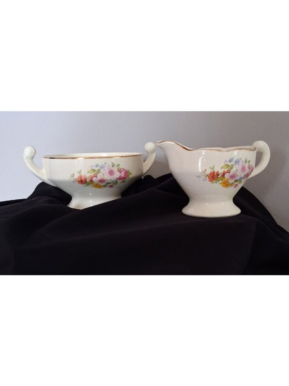 VTG Mount Clemens Pottery 1930s Mildred Pattern Floral Creamer & Sugar Bowl USA